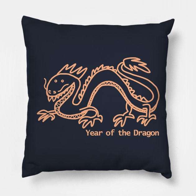 Peach Fuzz Year of the Dragon Pillow by ellenhenryart