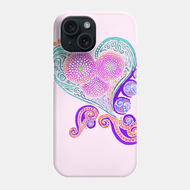 Floral Heart Fantasy - Hearts and Flowers Phone Case by RhondaChase