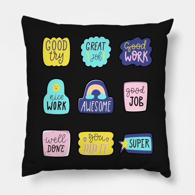 Confetti Positive Sayings Sticker pack Pillow by Goods-by-Jojo