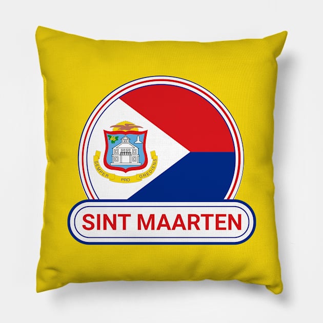 Sint Maarten Country Badge - Sint Maarten Flag Pillow by Yesteeyear