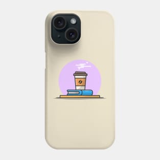 Hot Coffee Cup On Book Cartoon Vector Icon Illustration Phone Case