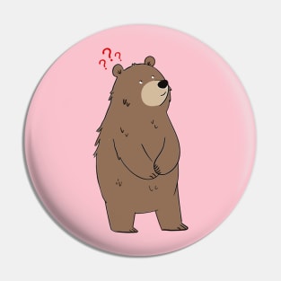 Confused Grizzly Bear Pin