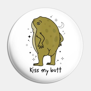 Frog Art Cottagecore Kiss My Butt Pin