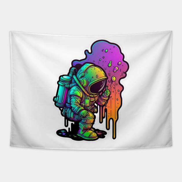 Colorful Astronaut Toxic Sticker #11 Tapestry by Farbrausch Art