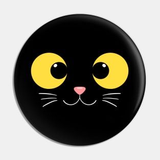 Cute Black Cat Kawaii Yellow Eyes Pin