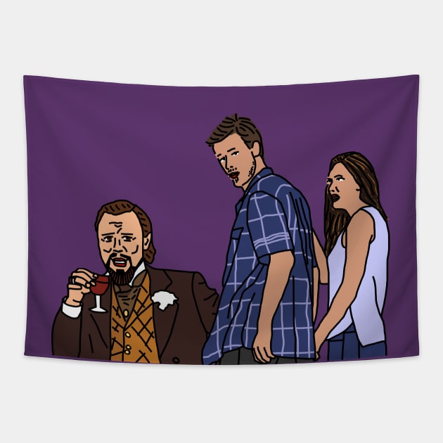 Leonardo Dicaprio and the Distracted Boyfriend Meme Tapestry by ellenhenryart