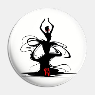 Silhouette of a Dancer in Red Shoes Pin