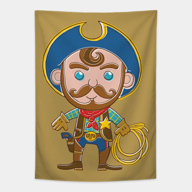 Cowboy quick on the draw Tapestry by vaughanduck