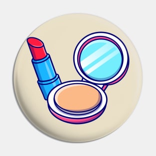 Floating Face Powder And Lipstick Cartoon Pin