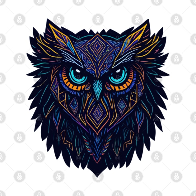 Luminous Neon Vector Owl Art Print by AxAr