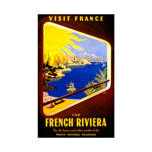 Vintage Travel Poster Visit France The French Riviera by vintagetreasure