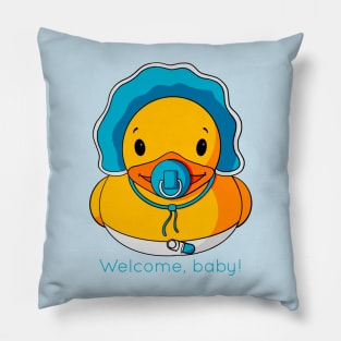 Welcome Baby Boy Rubber Duck Pillow