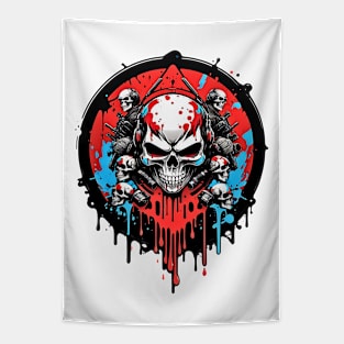 Cyberpunk Skulls Squad futuristic comic pop art poster Tapestry