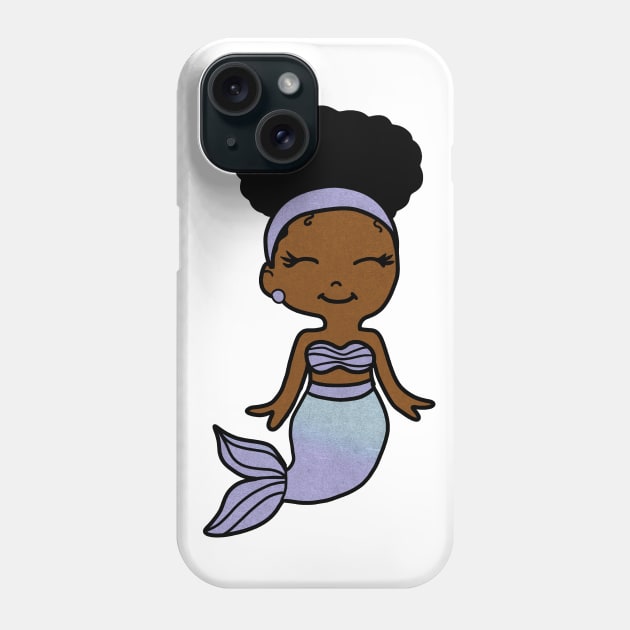 Cute Afro Girl Black Mermaid Phone Case by dukito
