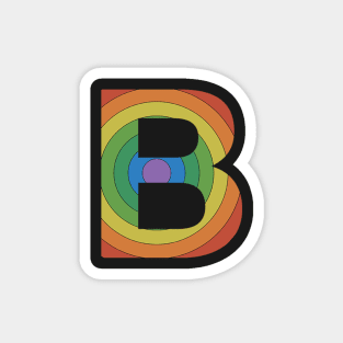 Retro Rainbow 'B' Sticker Magnet