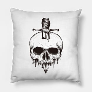 skull , dead , death , bones , skeleton , engraving , woodcut ,macabre , floral , graveyard,horror , linocut , skulls Pillow