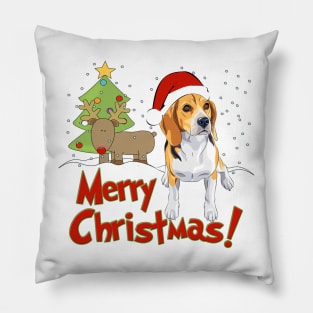 Merry Christmas Beagle Dog! Pillow