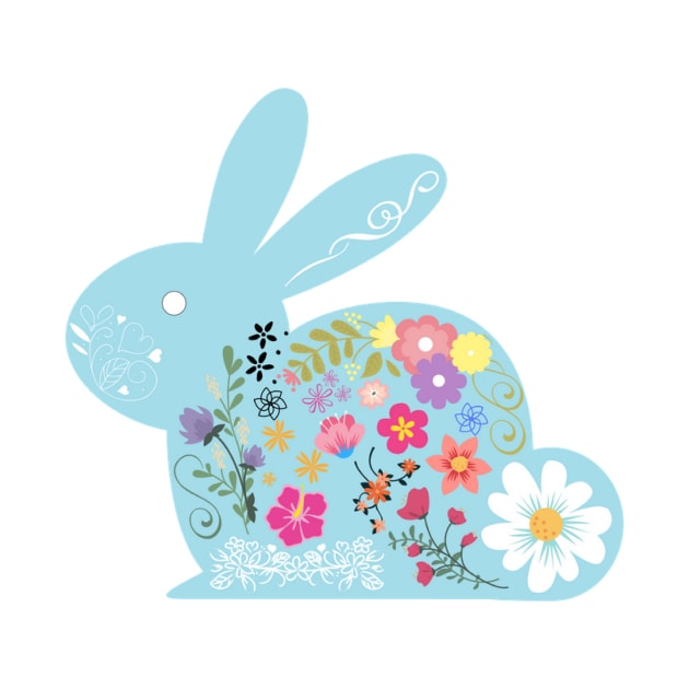 Floral blue rabbit by KellysKidsDesigns