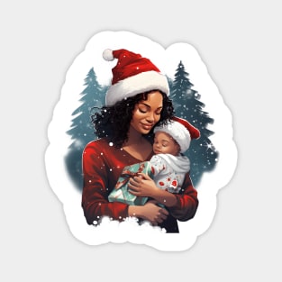 Afrocentric Mother & Child Christmas Magnet