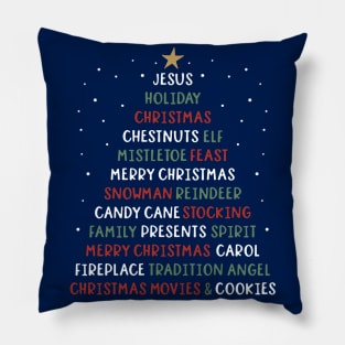 Christmas Tree Christmas Words Pillow