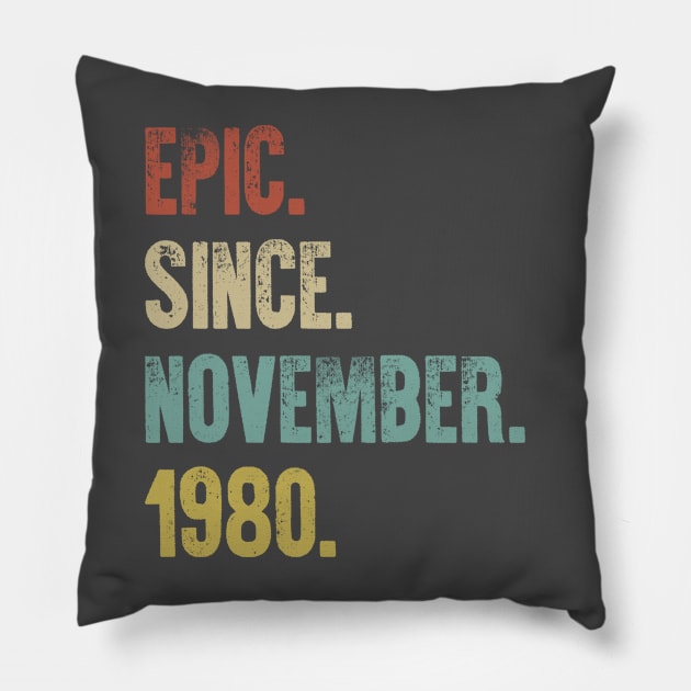 Retro Vintage 40th Birthday Epic Since June 1980 Pillow by DutchTees