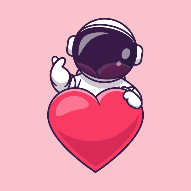 Cute Astronaut With Love Heart Cartoon by Catalyst Labs