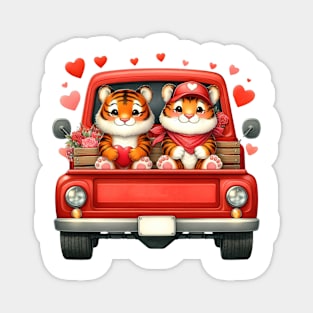 Valentine Tiger Couple Sitting On Truck Magnet