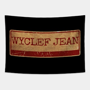 Wyclef Jean red Aliska text red gold retro Tapestry