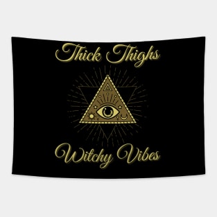 Thick Thighs witch vibes, Witchy, Funny Witch, happy halloween Tapestry