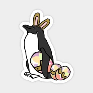 Funny Easter Bunny Ears on Penguin Magnet