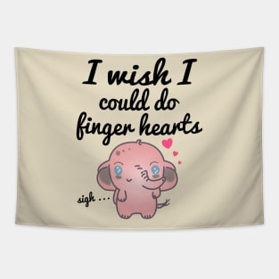 Elephant sighing and wishing they could do finger hearts - Kawaii Tapestry