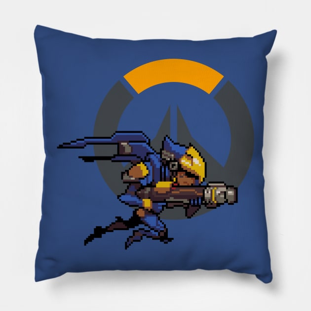 Overwatch - 16-Bit Pharah W/ Logo Pillow by wyckedguitarist