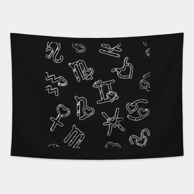 Heart zodiac  Pattern Tapestry by CoreyUnlimited