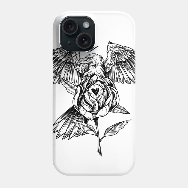 Eagle & Rose Blackwork Phone Case by Scottconnick