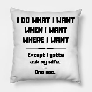 I Do What I Want When I Want Where I Want Funny Pillow