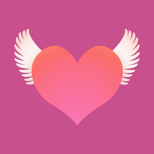 Pink Heart on Wings by RawSunArt