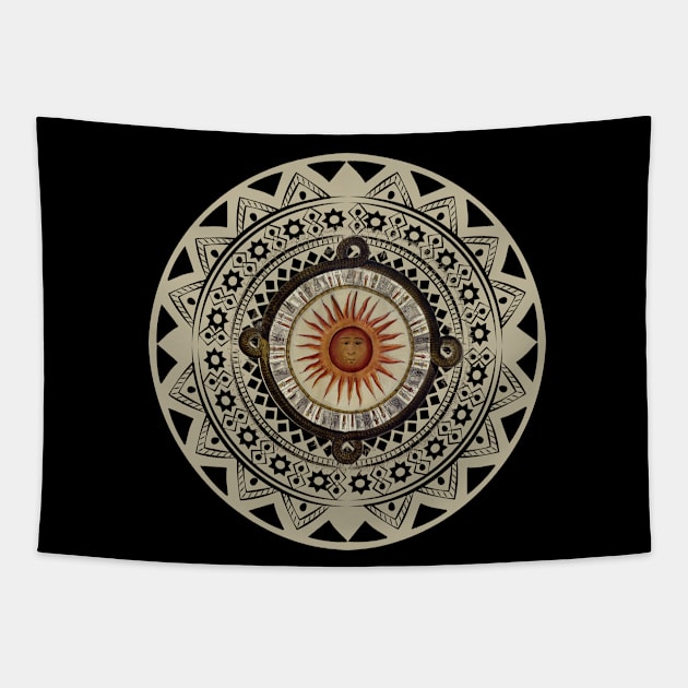 Indian pre columbian mandala Tapestry by black&blue