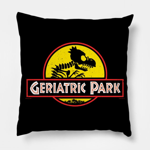 Geriatric Park - Distressed Pillow by Roufxis