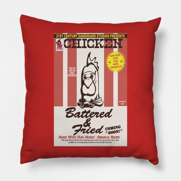 Chicken: Battered & Fried Pillow by 21st Century Sandshark Studios