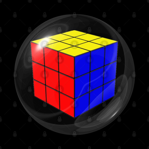 Rubik's Cube in a Dark Glass Ball by The Black Panther