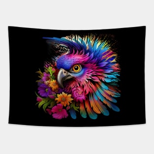 Illustration - Vibrant Vector Parrot, Colorful Feathers, and Matching Hues - a Burst of Music-inspired Art. Tapestry