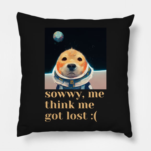 Doggy Got Lost In Space Pillow by DarkAgeArt