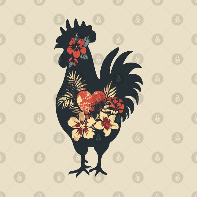 Vintage Botanical Flower Rustic Garden Adore Flower Chickens by RetroZin