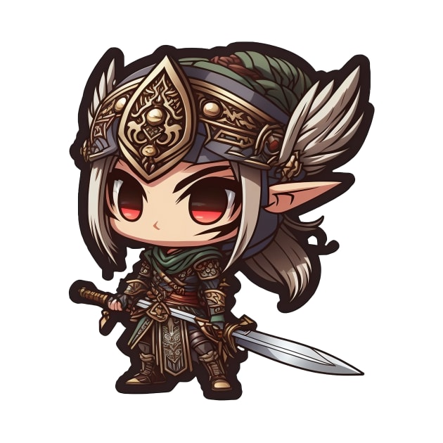 Anime Samurai Elf Chibi by JigglePeek