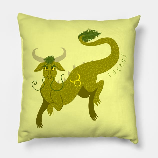 Taurus Dragon Pillow by LexaStrong