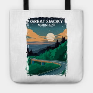 Great Smoky Mountains National Park Vintage Minimal Travel Poster at Night Tote