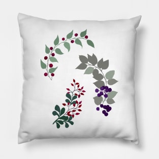 Flowers Berries Watercolors Nature Pillow