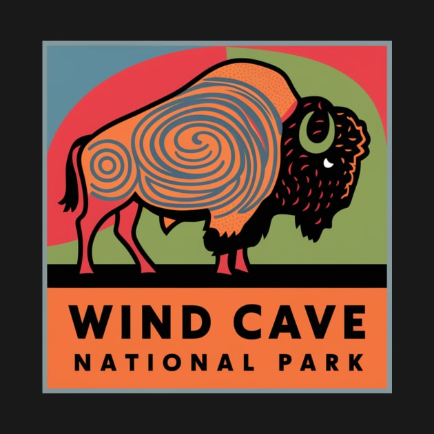 Wind Cave National Park Bison Illustration by Perspektiva