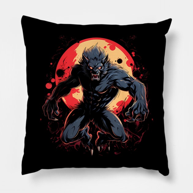 Scary Werewolf Full Moon Halloween Costume Horror Werewolf Pillow by The Full Moon Shop