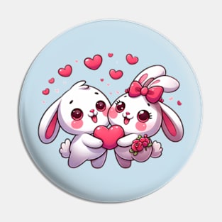 Valentines day kawaii bunnies in love Pin